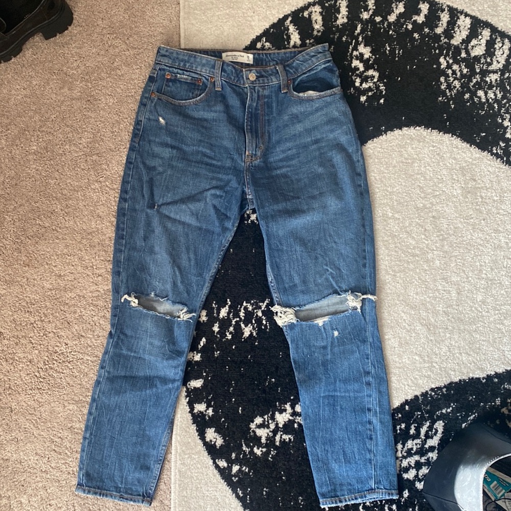 Abercrombie & Fitch - Skinny High Rise Ripped Jeans, Medium Wash, Petite